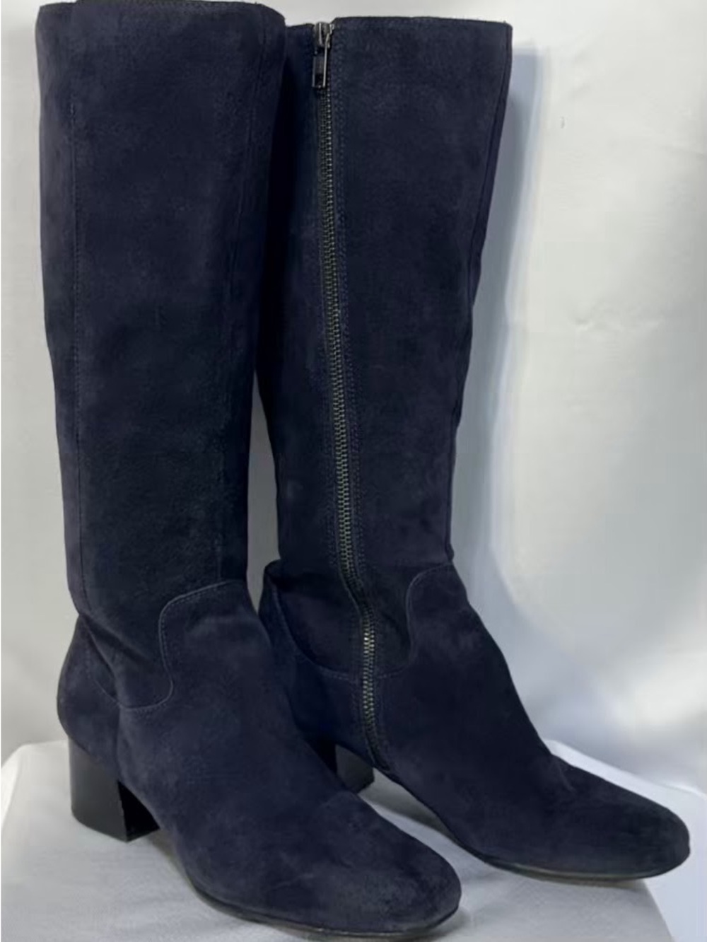Born Avala Navy Blue Suede Knee High Riding Boots 7M